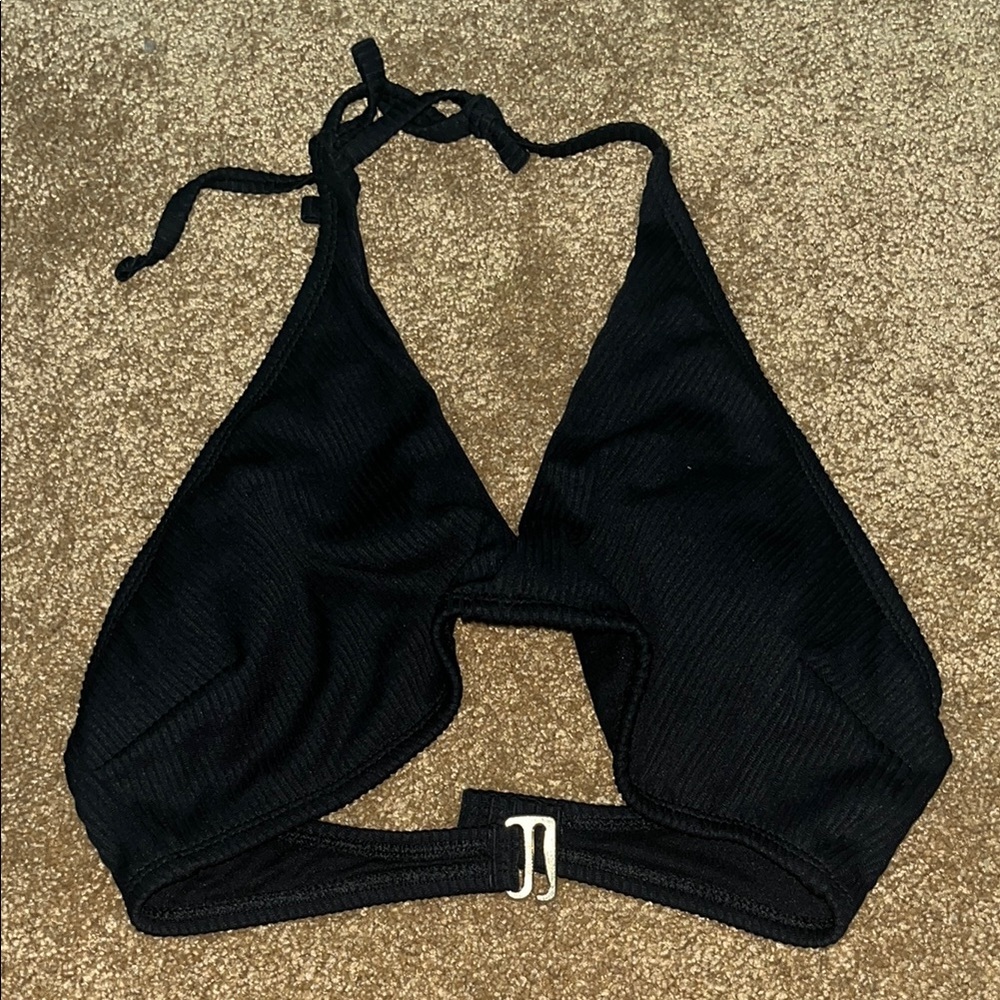 Hollister Black Ribbed Bikini Top